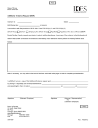 Form APL100F &quot;Additional Evidence Request (Bor)&quot; - Illinois