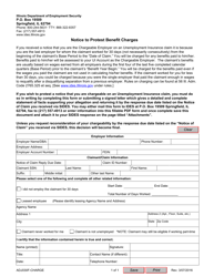 Document preview: Form ADJ030F-CHARGE Notice to Protest Benefit Charges - Illinois