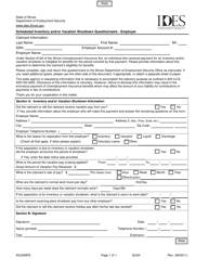 Document preview: Form ADJ008FE Scheduled Inventory and/or Vacation Shutdown Questionnaire - Employer - Illinois