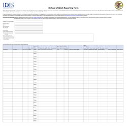 Document preview: Refusal of Work Reporting Form - Illinois