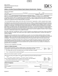 Document preview: Form ADJ021FE Athlete or Ancillary Personnel Between Sports Seasons Questionnaire - Employer - Illinois