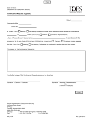 Document preview: Form APL107F Continuance Request (Appeals) - Illinois