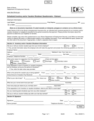 Document preview: Form ADJ008FC Scheduled Inventory and/or Vacation Shutdown Questionnaire - Claimant - Illinois