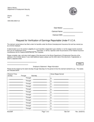 Form ADJ039F Request for Verification of Earnings Reportable Under F.i.c.a. - Illinois