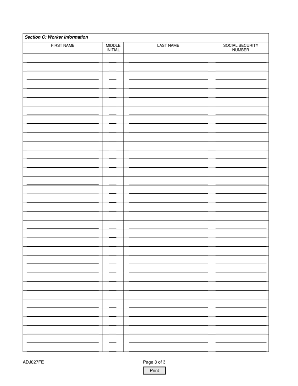Form ADJ027F Report of Workers Affected by Labor Dispute Questionnaire - Illinois, Page 3