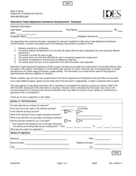 Document preview: Form ADJ037FE Alternative Trade Adjustment Assistance Questionnaire - Employer - Illinois
