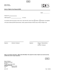 Form APL110F &quot;Notice of Right to Sue Request (Bor)&quot; - Illinois