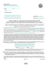 Document preview: Form CLI007L Notice to Apply for Trade Adjustment Assistance Benefits or Notice to Apply for Trade Adjustment Assistance Benefits (Out of State) - Illinois