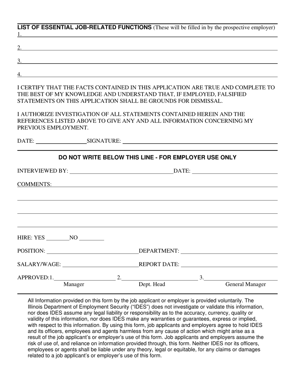 Illinois Application For Employment Equal Opportunity Employer Form Illinois Application For Employment Equal Opportunity Employer Form