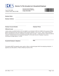 Form UI-51 Election to File Annually as a Household Employer - Illinois