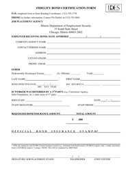Document preview: Fidelity Bond Certification Form - Illinois