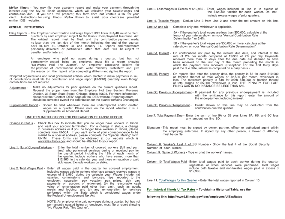 Form UI-3 / 40 Employers Contribution and Wage Report - Illinois, Page 3