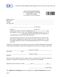 Form AFT-1 &quot;Affidavit for Termination Pursuant to 56 Ill. Adm. Code 2760.110(C)&quot; - Illinois