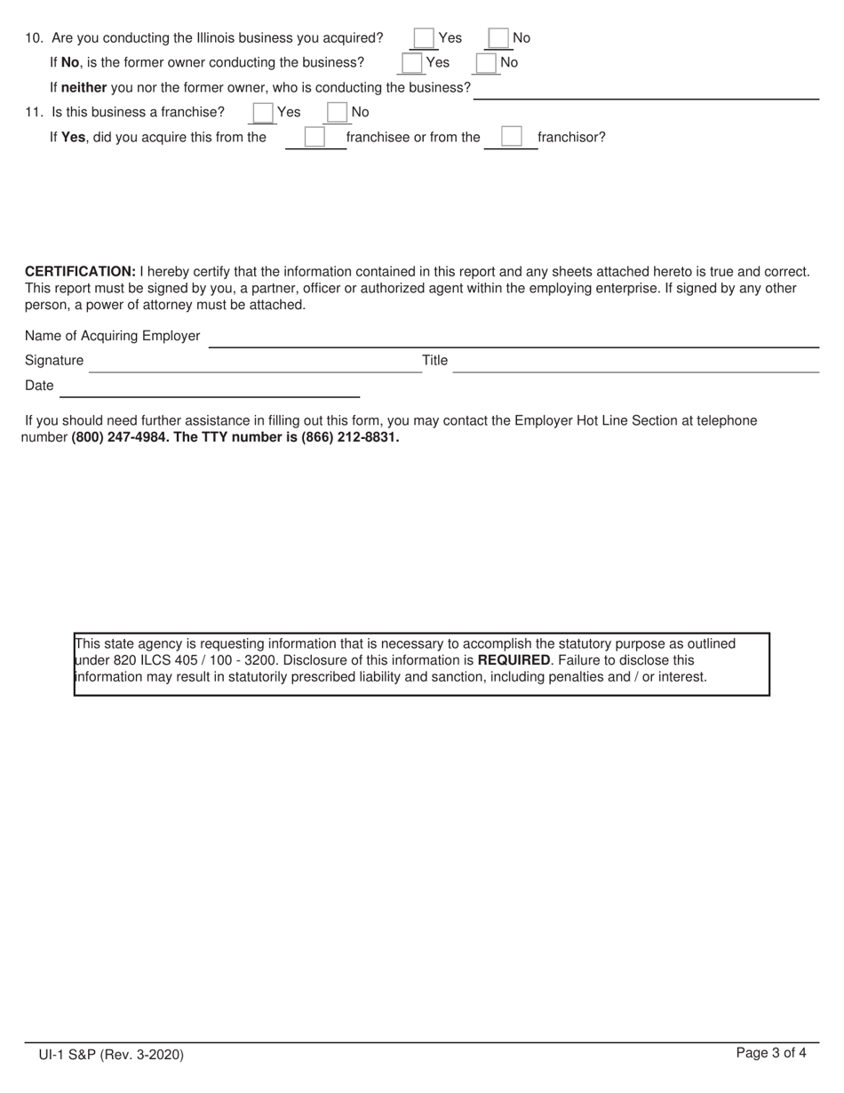 Form UI-1 SP Report to Determine Succession - Illinois, Page 4