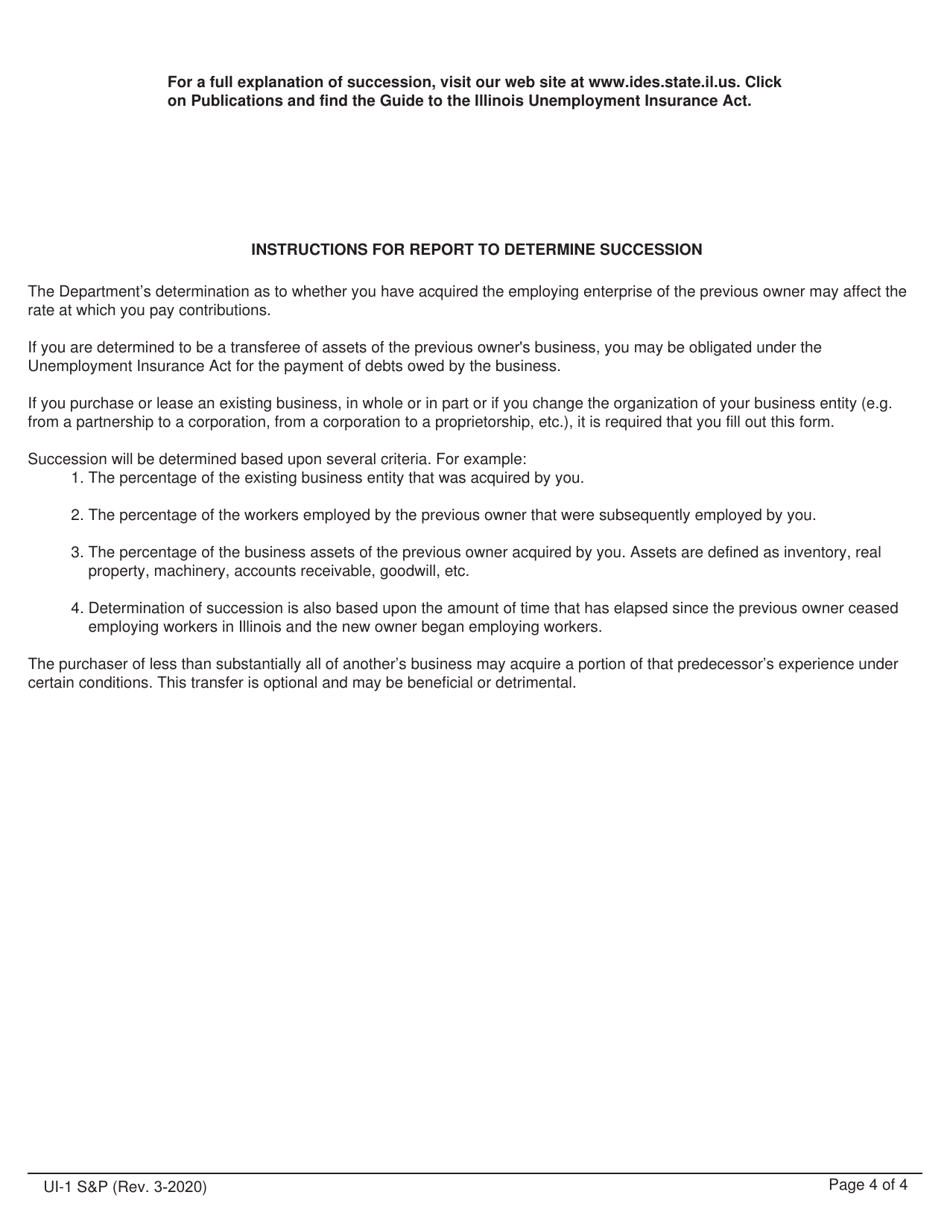 Form UI-1 SP Report to Determine Succession - Illinois, Page 5