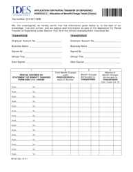 Form ER-68 Schedule C &quot;Application for Partial Transfer of Experience - Allocation of Benefit Charge Totals (Claims)&quot; - Illinois