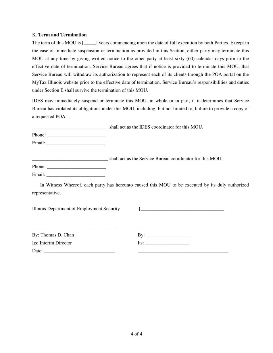 Memorandum of Understanding - Power of Attorney - Illinois, Page 4