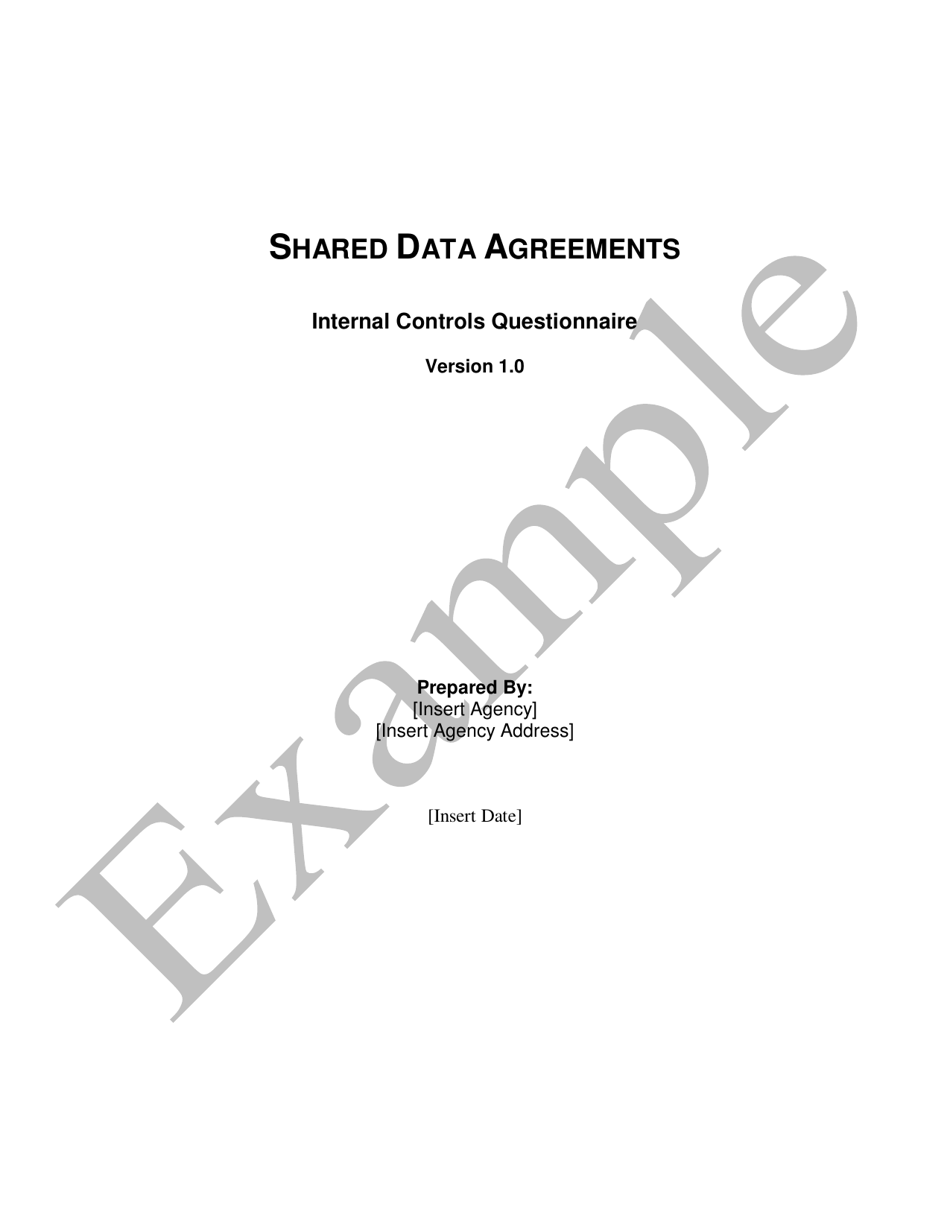 Shared Data Agreements - Internal Controls Questionnaire - Example - Illinois, Page 1