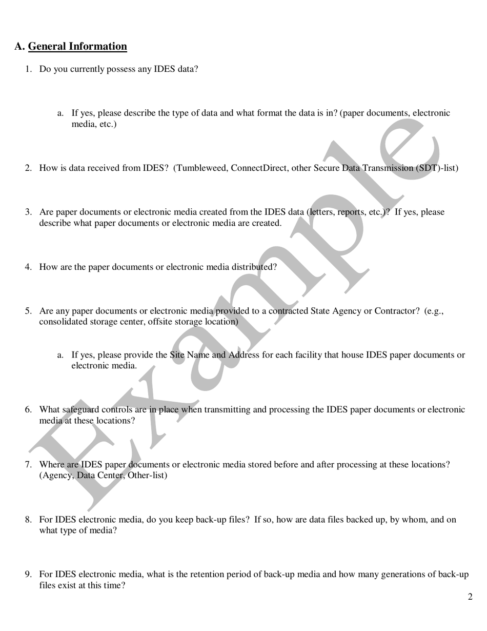 Shared Data Agreements - Internal Controls Questionnaire - Example - Illinois, Page 3