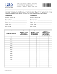 Form ER-66 Schedule A &quot;Application for Partial Transfer of Experience - Allocation of Quarterly Taxable Wage Totals&quot; - Illinois