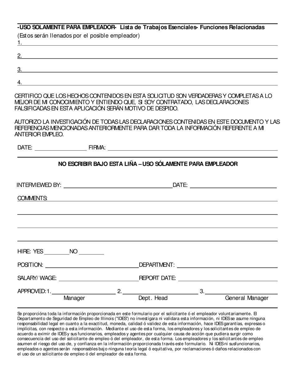 Solicitud De Empleo - Empleador De Igualidad De Oportunidades - Illinois (Spanish), Page 3