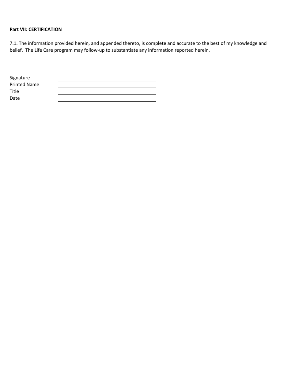 Life Care and Alzheimers Special Care Disclosure Questionnaire - Life Care Facilities Program - Illinois, Page 5