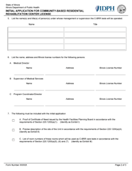 Initial Application for Community-Based Residential Rehabilitation Center License - Illinois, Page 2