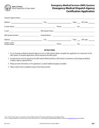 EMS Dispatch Agency Certification Application - Illinois