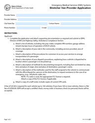 Document preview: Stretcher Van Provider Application - Illinois