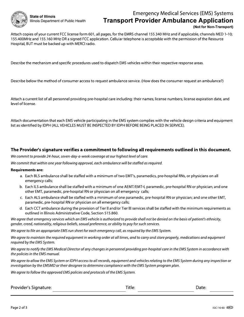 EMS Transport Provider Ambulance Application - Illinois, Page 2