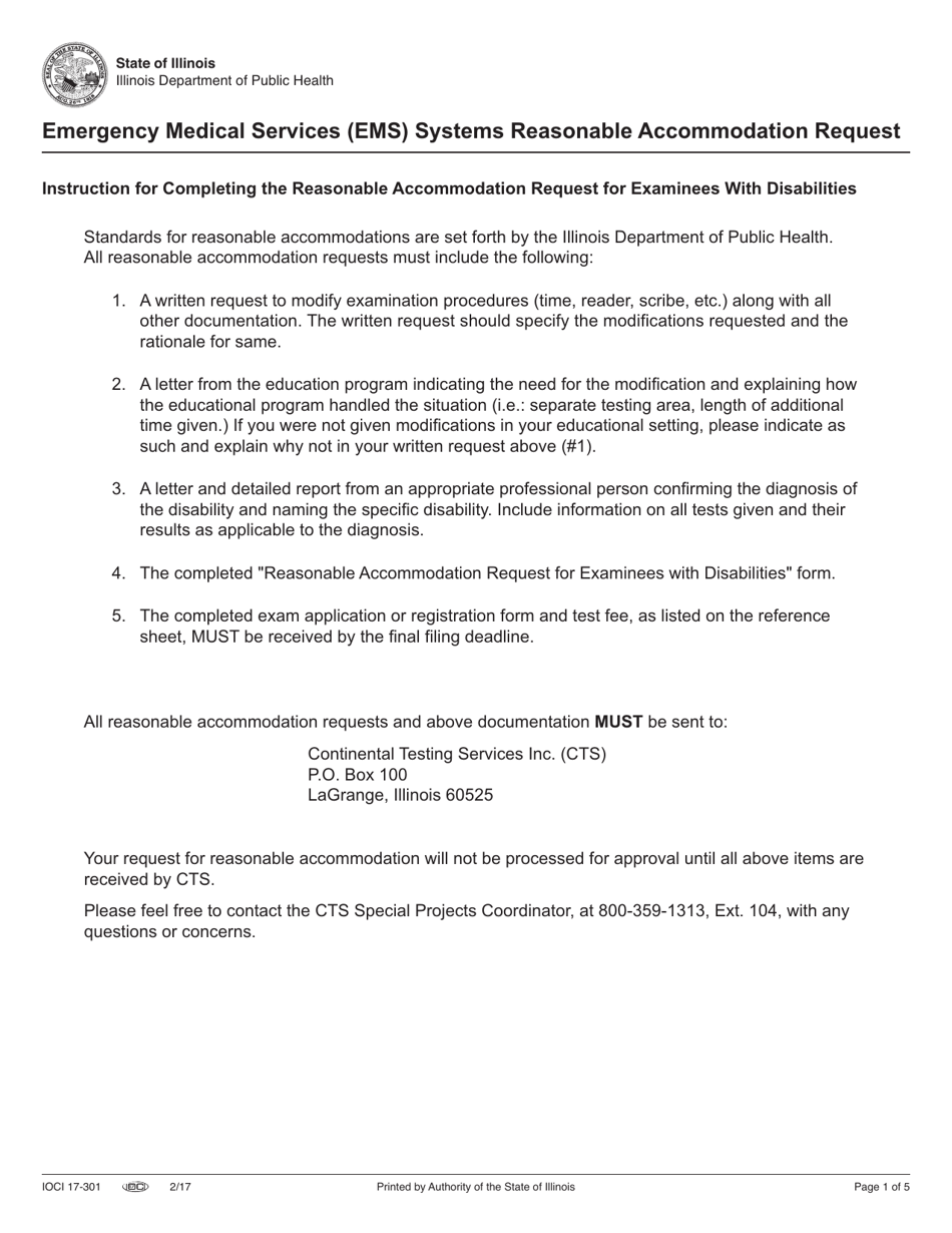 EMS Reasonable Accommodation Request - Illinois, Page 1
