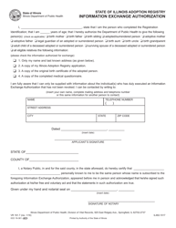 Form VR161.7 (IL482-1017) &quot;Adoption Registry Information Exchange Authorization&quot; - Illinois