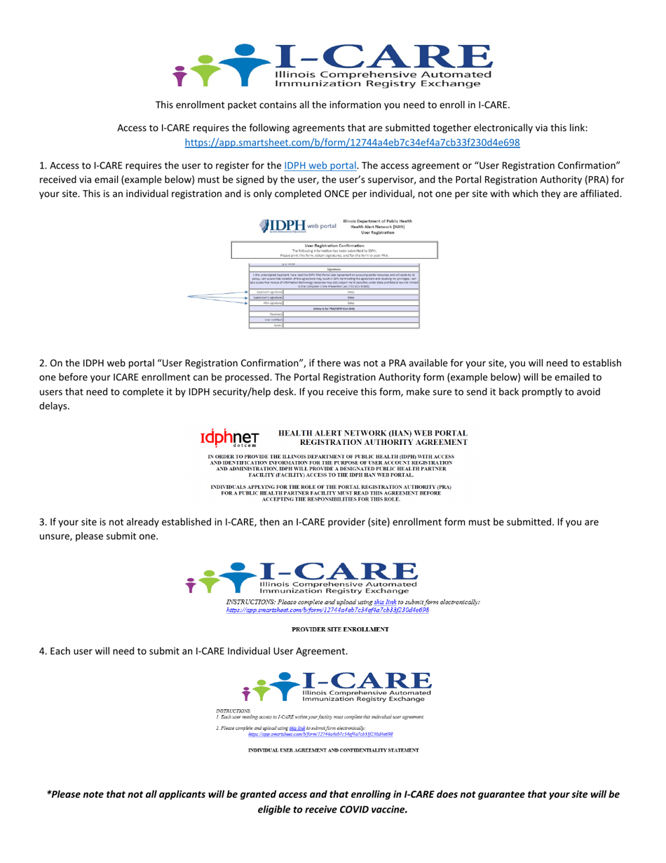 I-Care Provider Site Enrollment - Illinois, Page 1