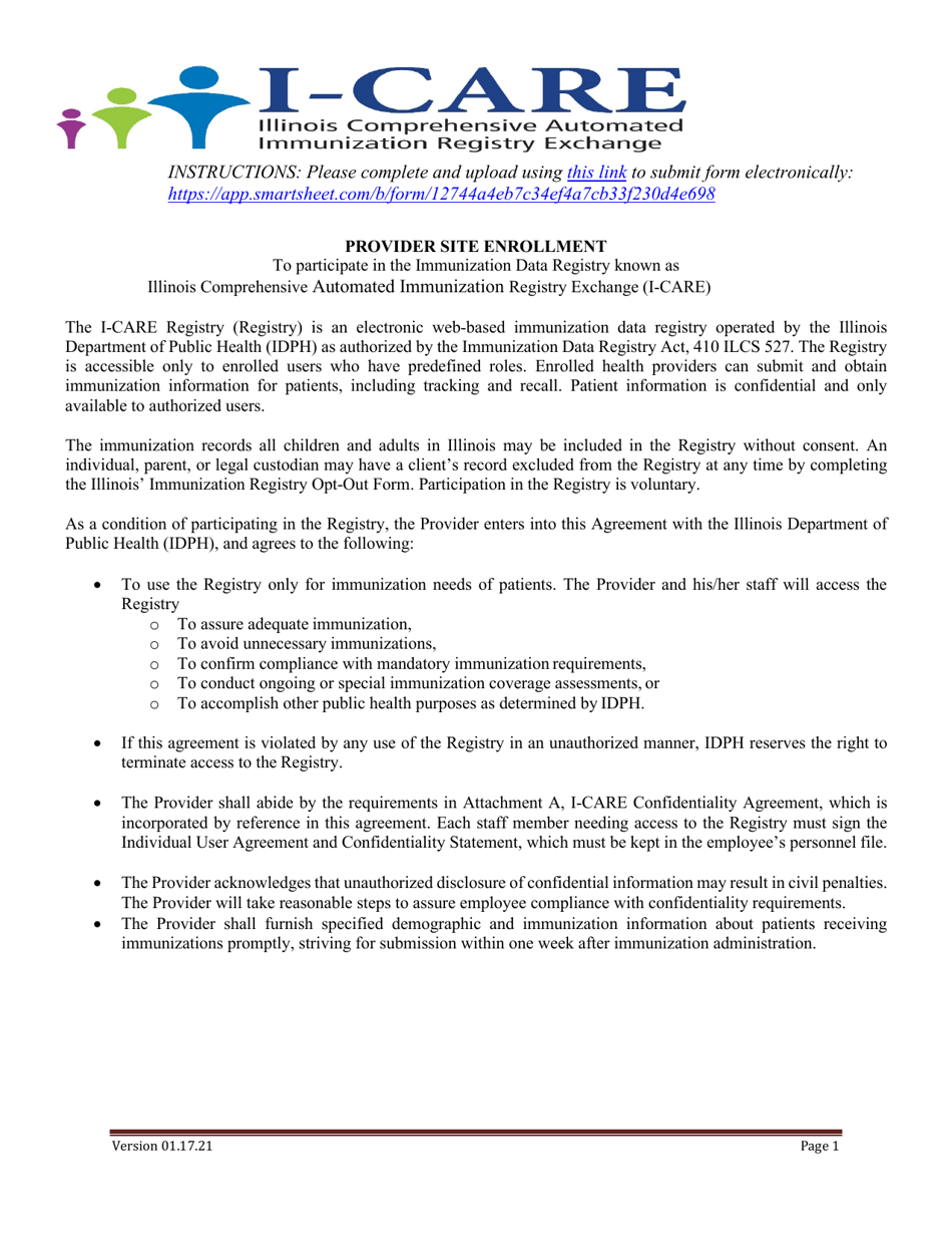 I-Care Provider Site Enrollment - Illinois, Page 2