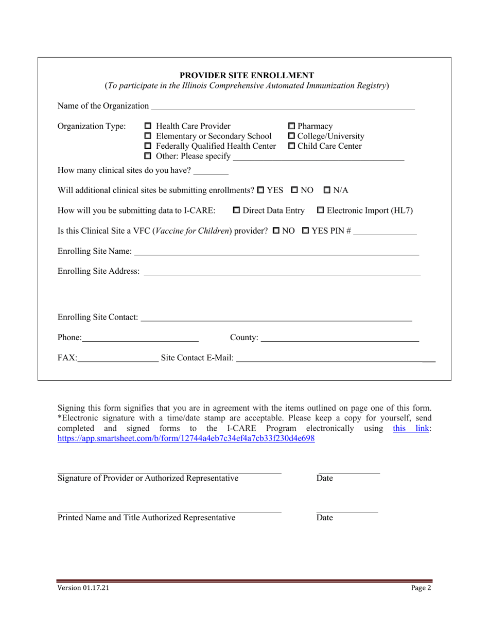 I-Care Provider Site Enrollment - Illinois, Page 3