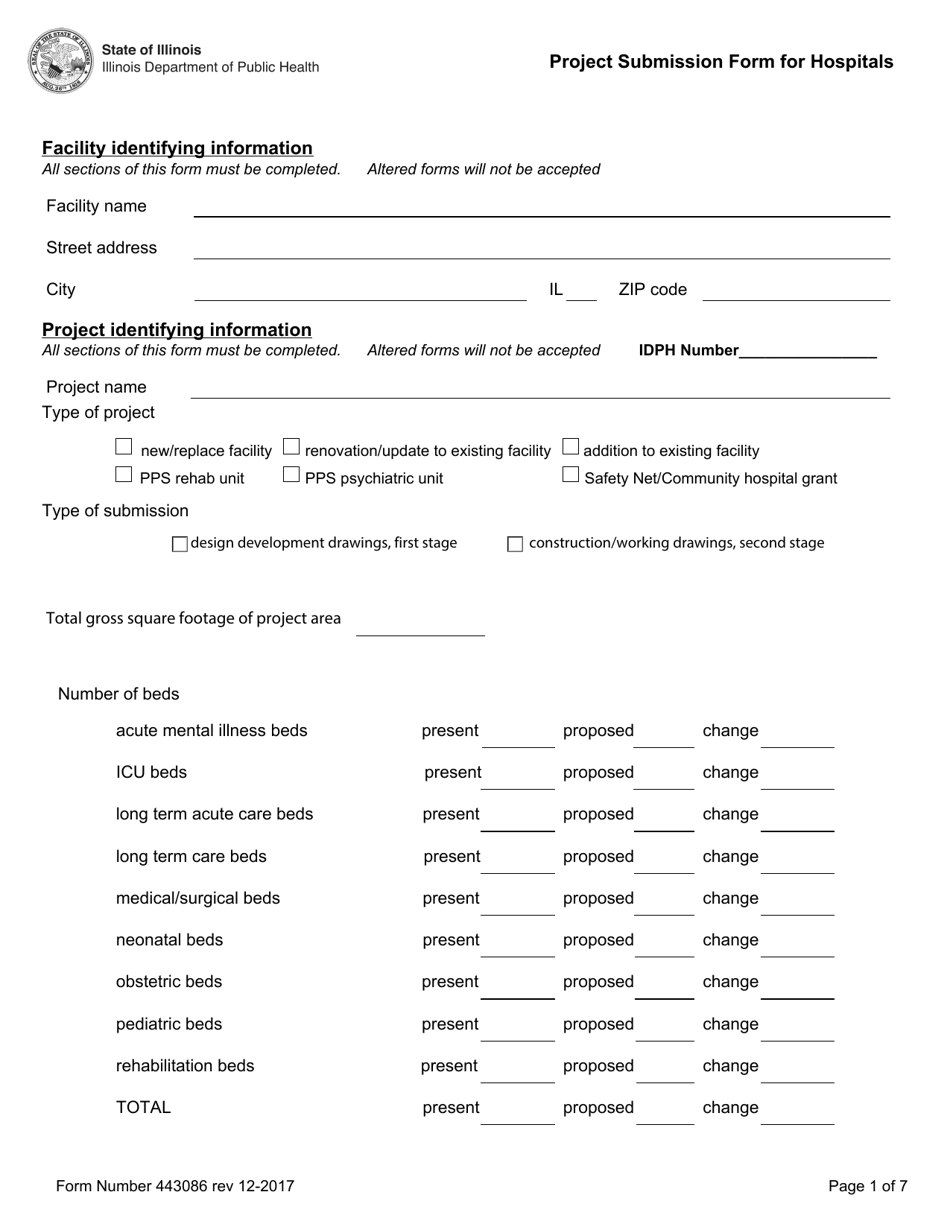 Form 443086 Project Submission Form for Hospitals - Illinois, Page 1