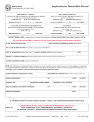 Form VR180 Application for Illinois Birth Record - Illinois