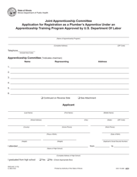 Document preview: Form 5003/JAC (IL482-0142) Application for Registration as a Plumber's Apprentice Under an Apprenticeship Training Program Approved by U.S. Department of Labor - Illinois