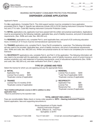 Dispenser License Application - Hearing Instrument Consumer Protection Program - Illinois, Page 2