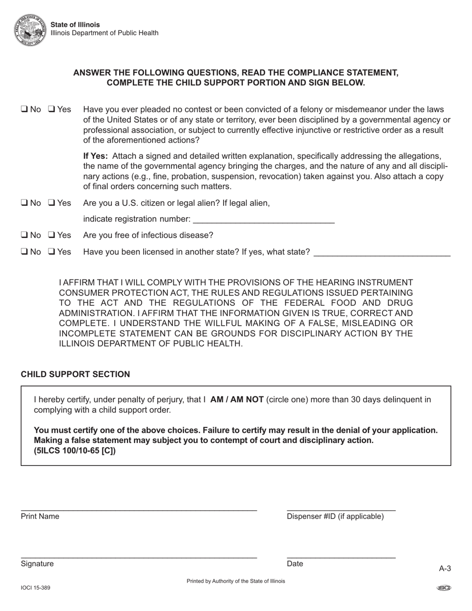 Dispenser License Application - Hearing Instrument Consumer Protection Program - Illinois, Page 5