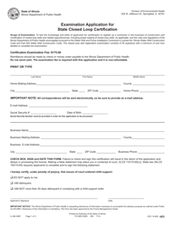 Document preview: Form IL482-0681 Examination Application for State Closed Loop Certification - Illinois
