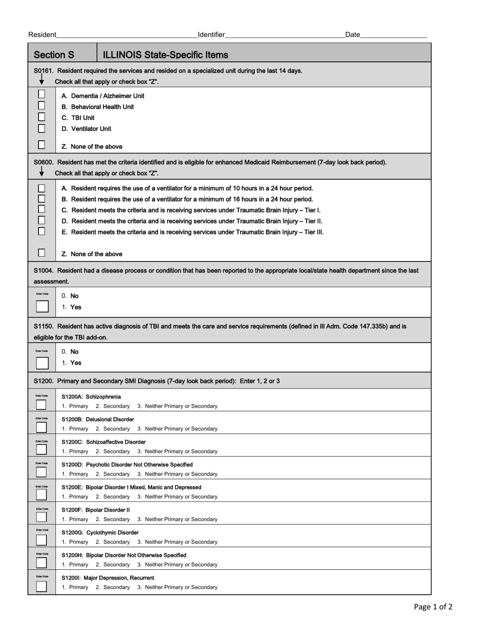 Section S Illinois State-Specific Items - Illinois, Page 1