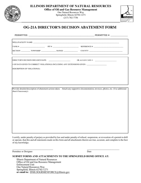 Form OG-21A Director's Decision Abatement Form - Illinois