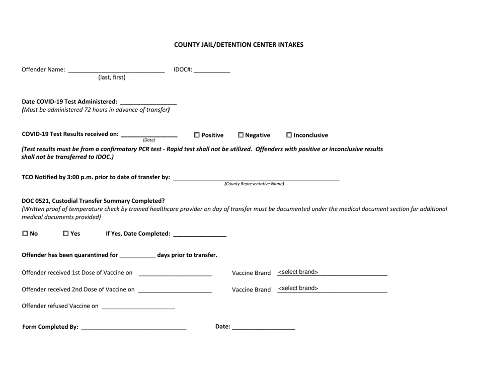 Illinois County Jail/Detention Center Intakes Fill Out, Sign Online