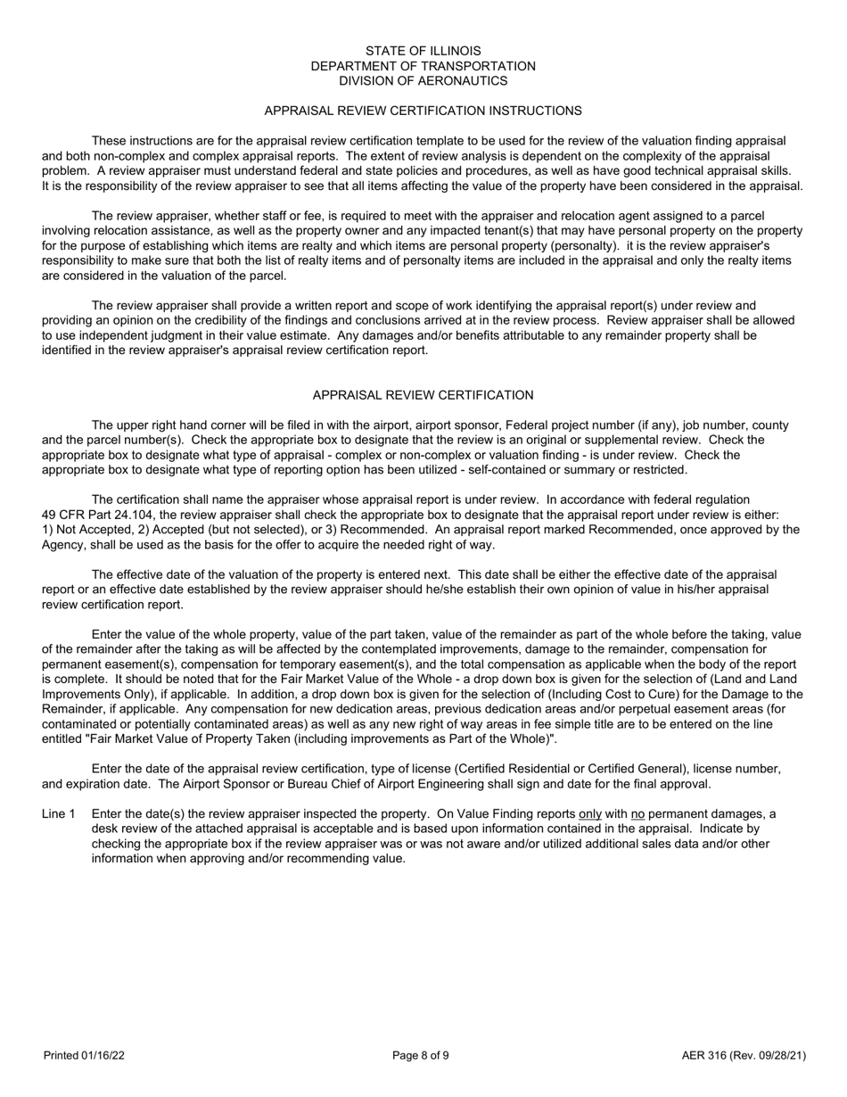 Form AER316 Appraisal Review Certification - Illinois, Page 8