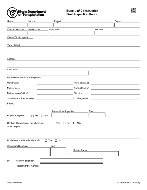 Form D1 PI0001  Printable Pdf