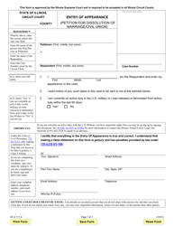 Form DV-A111.4 &quot;Entry of Appearance (Petition for Dissolution of Marriage/Civil Union)&quot; - Illinois