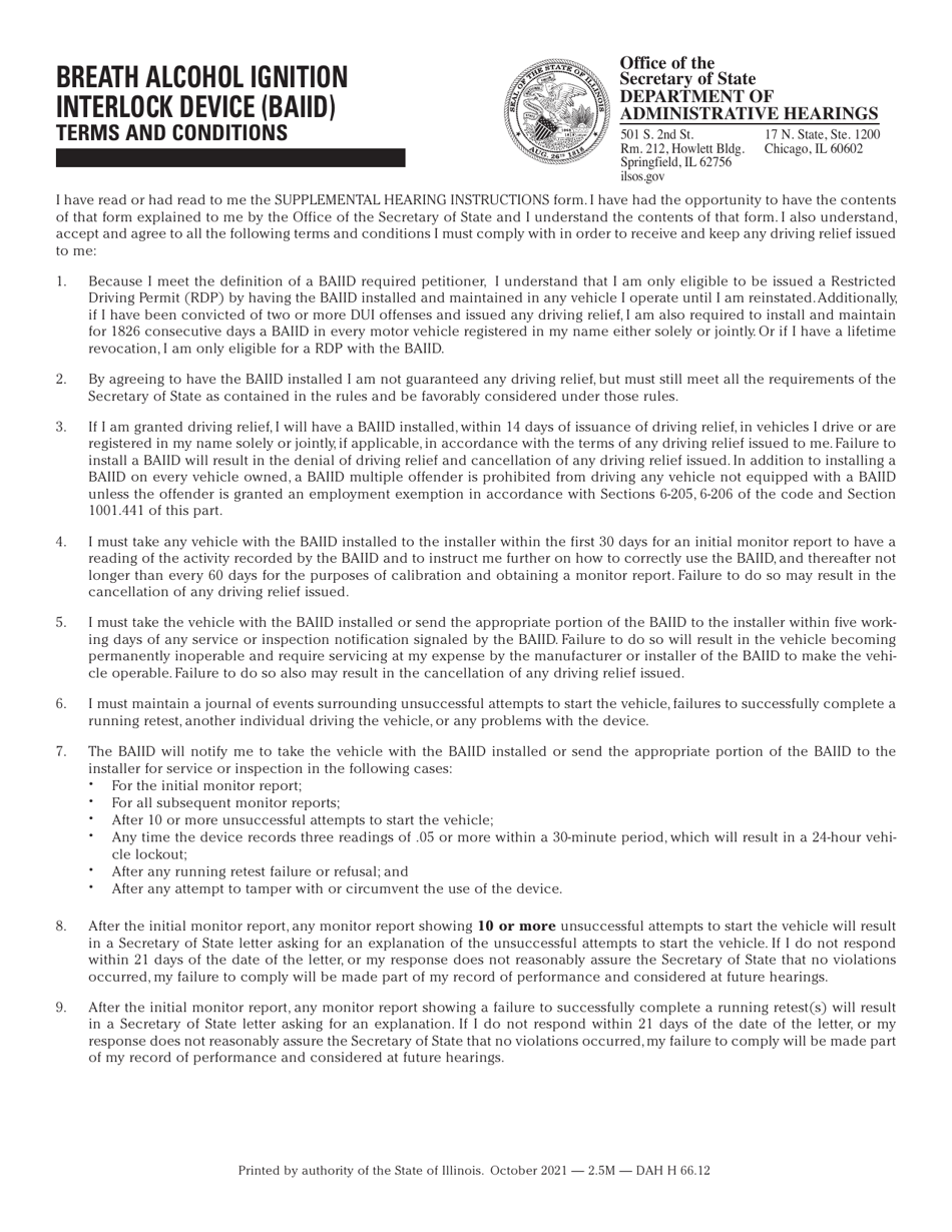Form DAH H66 Download Printable PDF or Fill Online Breath Alcohol