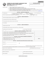 State Form 51804 &quot;Career College Student Assurance Fund Quarterly Collection (Ccsaf-1)&quot; - Indiana