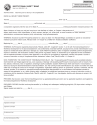 State Form 39284 &quot;Institutional Surety Bond&quot; - Indiana